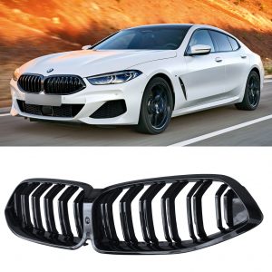 BMW 8 SERIES G14 G15 G16 PRE-LCI DOUBLE SLAT FRONT KIDNEY GRILLE GLOSS BLACK 2019-2022