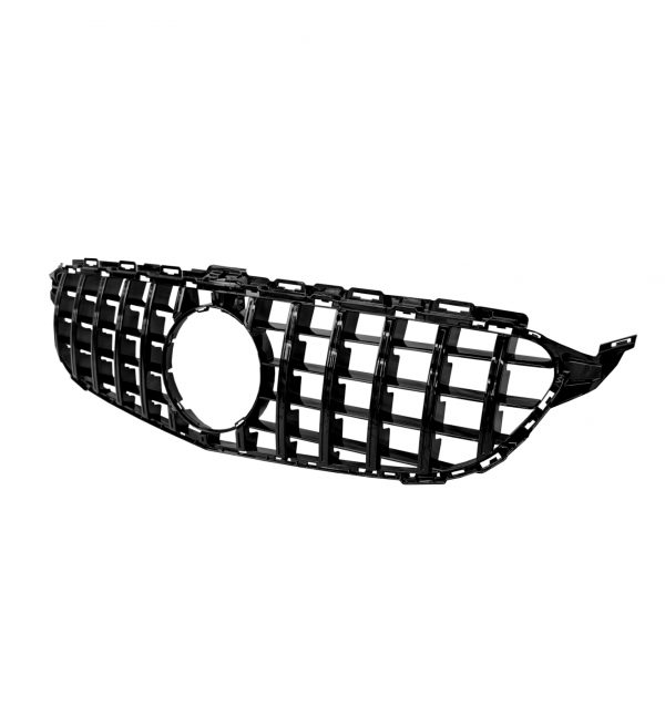 FRONT GRILLE GT STYLE GLOSS BLACK FOR MERCEDES C CLASS W205 C205 A205 2014-2023 - Image 2