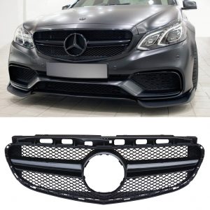 FRONT GRILLE E63 AMG STYLE GLOSS BLACK FOR MERCEDES E CLASS W212 2014-2016