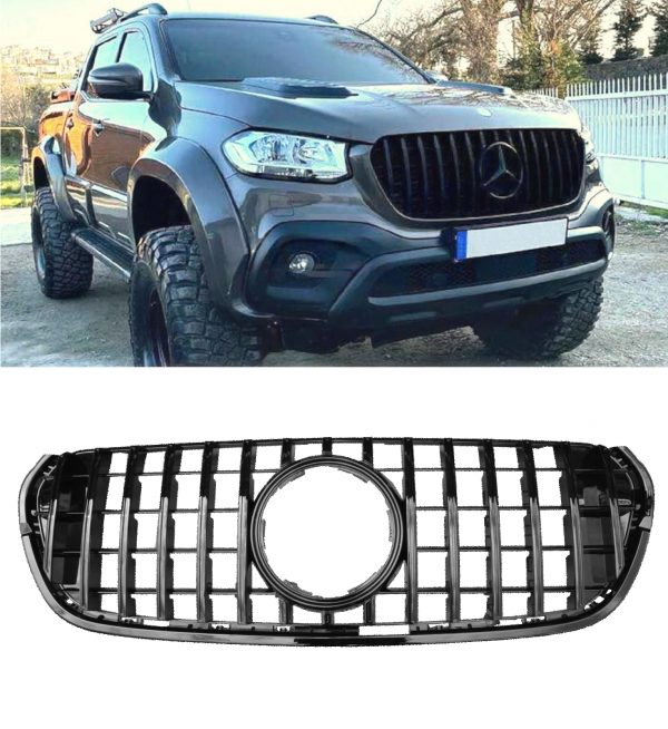 FRONT GRILLE GT STYLE GLOSS BLACK FOR MERCEDES X CLASS W470 PICK UP TRUCK 2018+