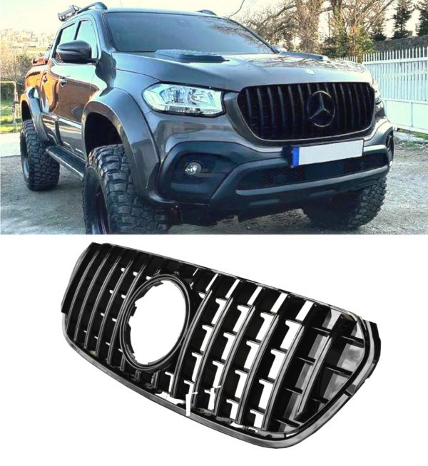 FRONT GRILLE GT STYLE GLOSS BLACK FOR MERCEDES X CLASS W470 PICK UP TRUCK 2018+ - Image 2