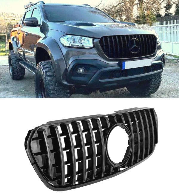 FRONT GRILLE GT STYLE GLOSS BLACK FOR MERCEDES X CLASS W470 PICK UP TRUCK 2018+ - Image 3