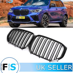 FRONT KIDNEY GRILLE DOUBLE SLAT GRILLE X5M STYLE GLOSS BLACK FOR BMW X5 G05 18+