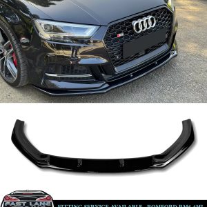 FRONT LIP SPLITTER GLOSS BLACK FOR AUDI A3 S3 8V 2017-2020 FACELIFT OEM FIT