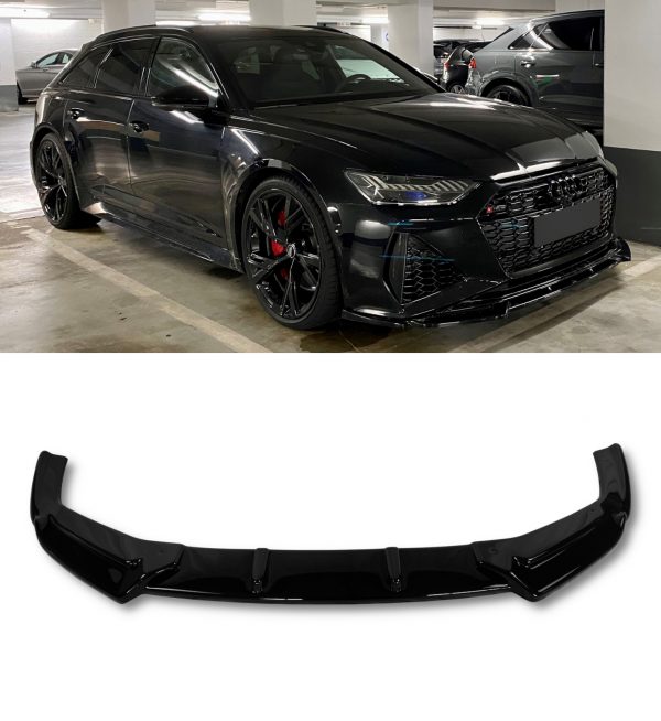 FRONT BUMPER LIP SPLITTER SPOILER GLOSS BLACK FOR AUDI RS6 C8 2019+ - Image 2