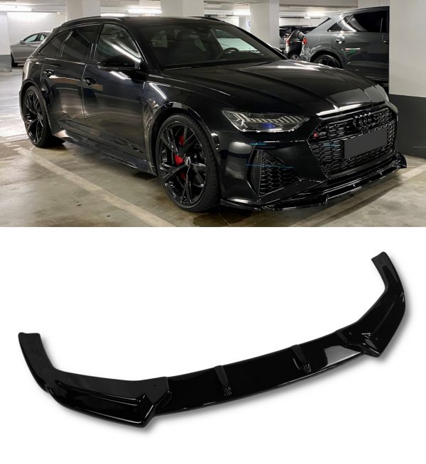 FRONT BUMPER LIP SPLITTER SPOILER GLOSS BLACK FOR AUDI RS6 C8 2019+ - Image 3