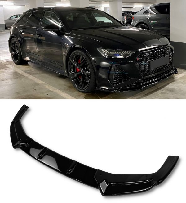 FRONT BUMPER LIP SPLITTER SPOILER GLOSS BLACK FOR AUDI RS6 C8 2019+ - Image 4