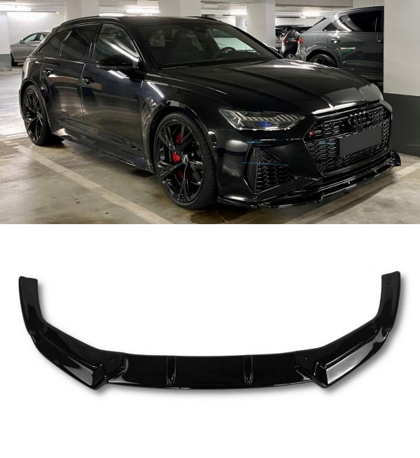 FRONT BUMPER LIP SPLITTER SPOILER GLOSS BLACK FOR AUDI RS6 C8 2019+