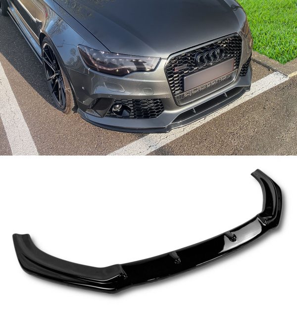 FRONT LIP SPLITTER LOWER SPOILER GLOSS BLACK FOR AUDI RS6 C7 2013-2018 OEM FIT - Image 2