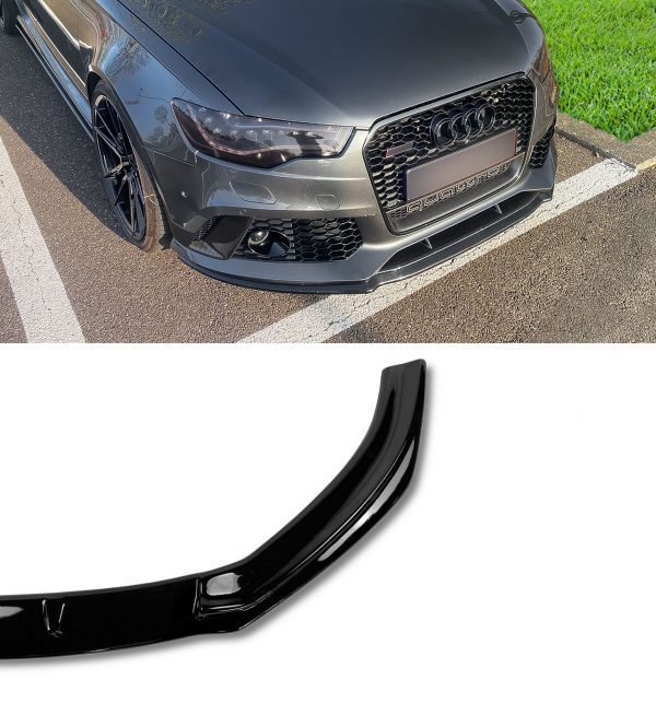 FRONT LIP SPLITTER LOWER SPOILER GLOSS BLACK FOR AUDI RS6 C7 2013-2018 OEM FIT - Image 4