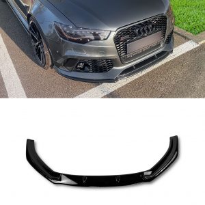 FRONT LIP SPLITTER LOWER SPOILER GLOSS BLACK FOR AUDI RS6 C7 2013-2018 OEM FIT
