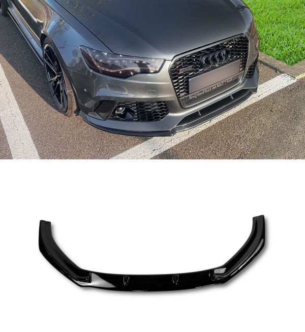 FRONT LIP SPLITTER LOWER SPOILER GLOSS BLACK FOR AUDI RS6 C7 2013-2018 OEM FIT