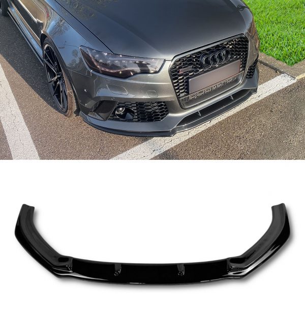 FRONT LIP SPLITTER LOWER SPOILER GLOSS BLACK FOR AUDI RS6 C7 2013-2018 OEM FIT - Image 3