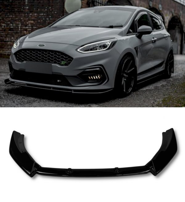 FRONT LIP SPLITTER 1PC GLOSS BLACK FOR FORD FIESTA MK8 ST & ST LINE 2017-2021 - Image 2