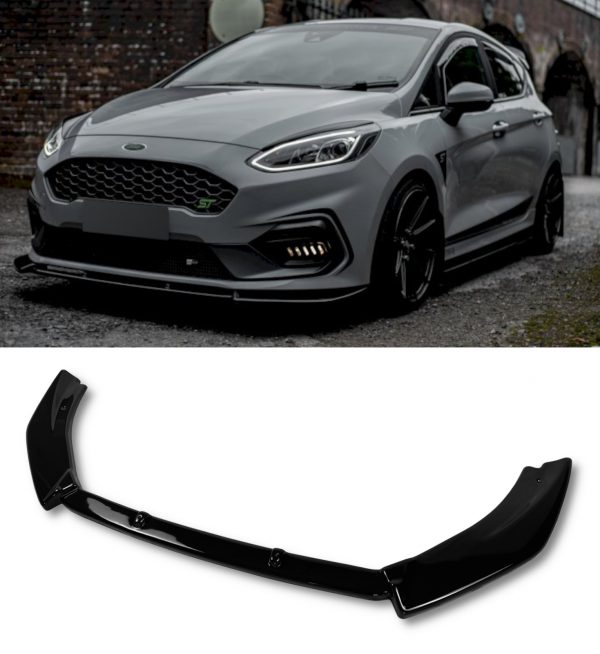 FRONT LIP SPLITTER 1PC GLOSS BLACK FOR FORD FIESTA MK8 ST & ST LINE 2017-2021 - Image 4
