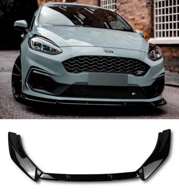 FRONT LIP SPLITTER 1PC GLOSS BLACK FOR FORD FIESTA MK8 ST & ST LINE 2017-2021