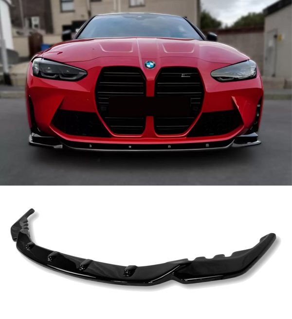 FRONT LIP SPLITTER GLOSS BLACK FOR BMW G80 G81 M3 G82 G83 M4 2021+ - Image 3