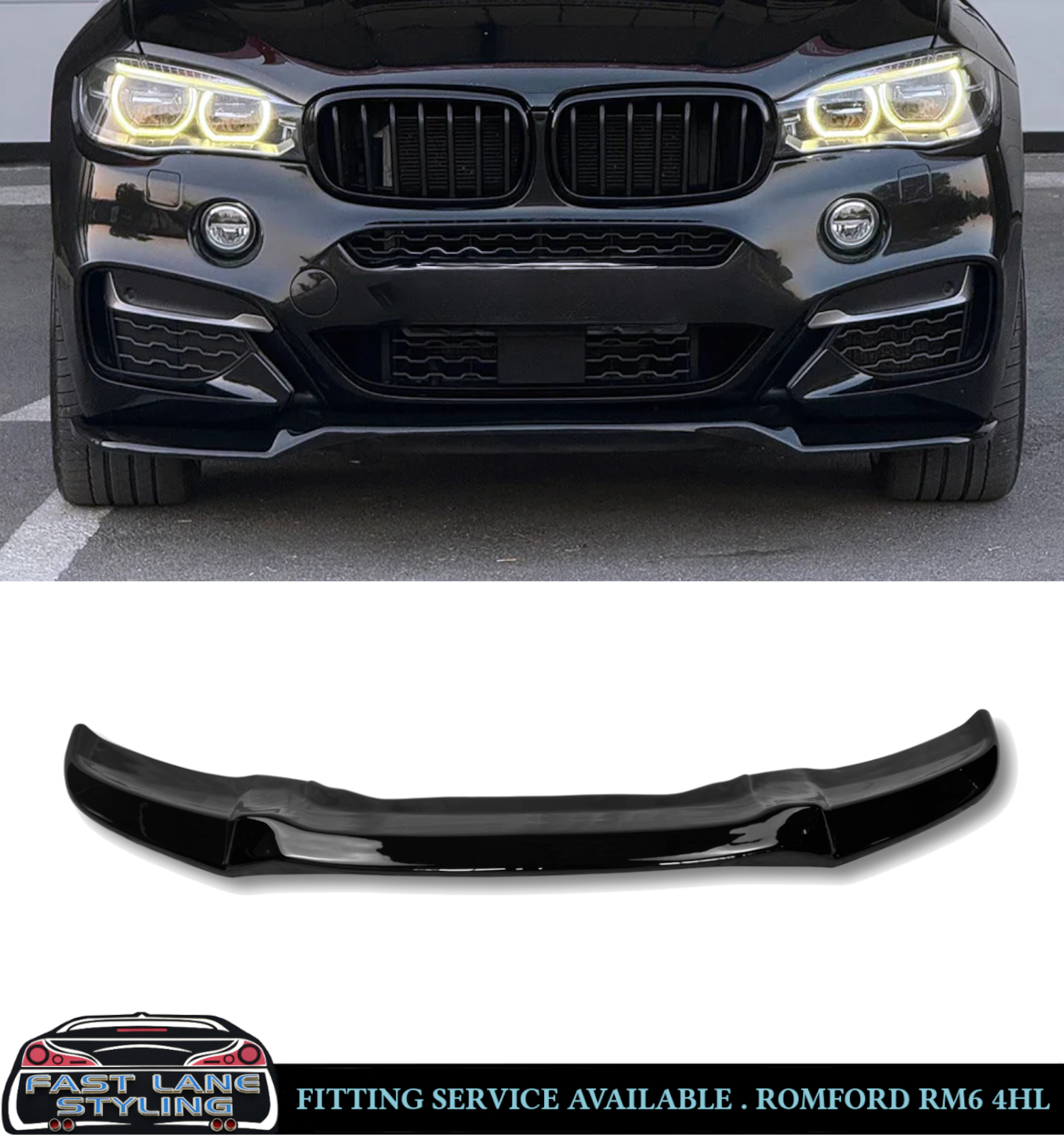 FRONT LIP SPLITTER LOWER SPOILER GLOSS BLACK FOR BMW X6 F16 2014-2019