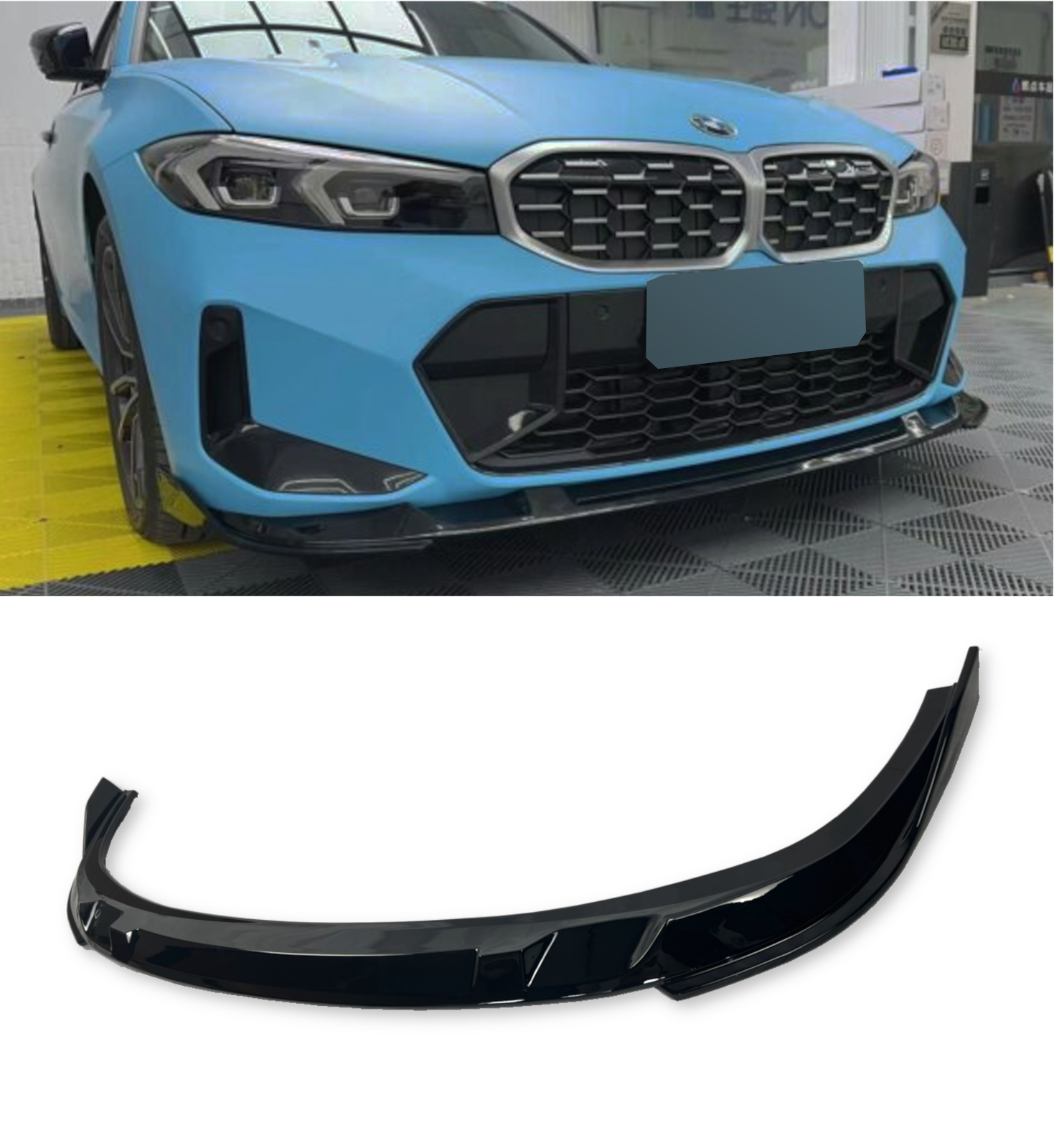 FRONT SPLITTER LIP 3D STYLE GLOSS BLACK FOR BMW 3 SERIES G20 G21 LCI 2022+ - Image 2