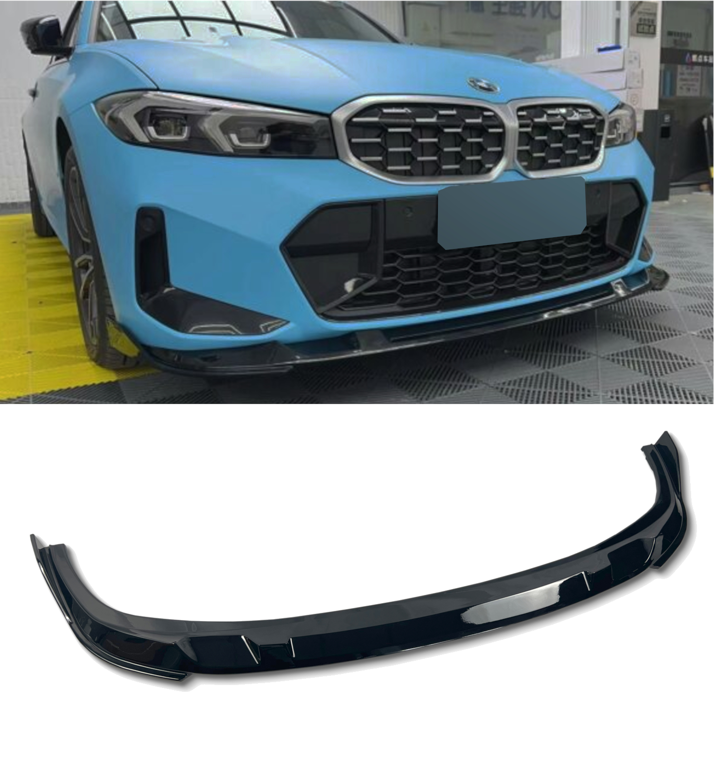 FRONT SPLITTER LIP 3D STYLE GLOSS BLACK FOR BMW 3 SERIES G20 G21 LCI 2022+ - Image 3