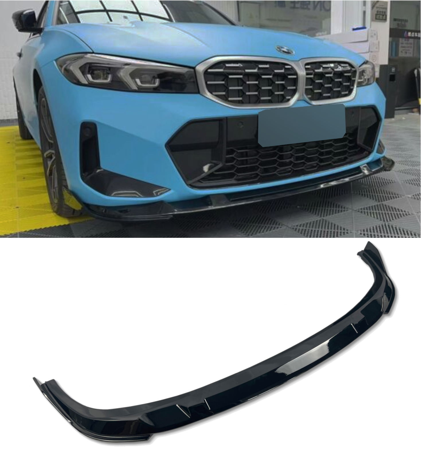 FRONT SPLITTER LIP 3D STYLE GLOSS BLACK FOR BMW 3 SERIES G20 G21 LCI 2022+ - Image 4