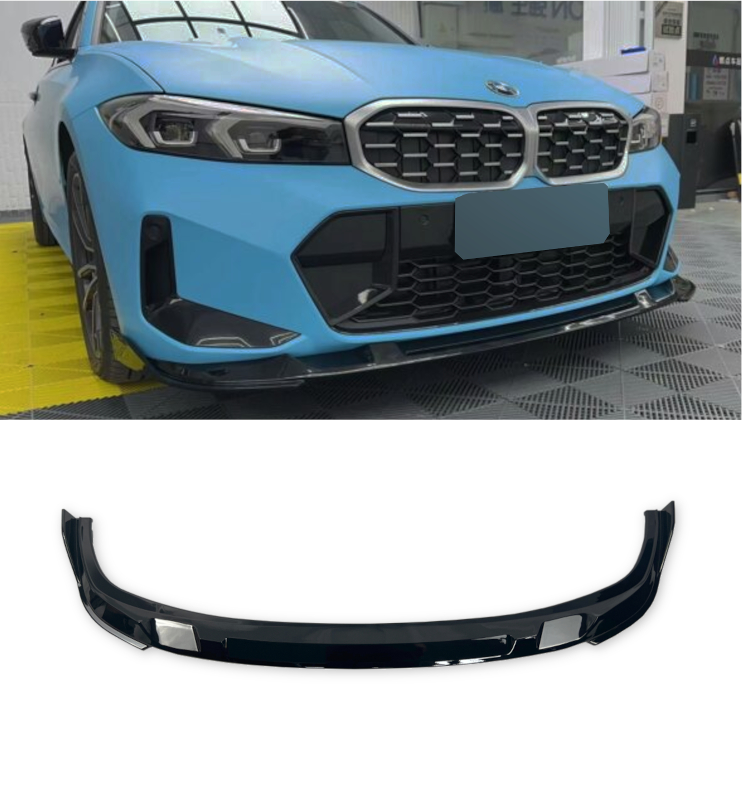 FRONT SPLITTER LIP 3D STYLE GLOSS BLACK FOR BMW 3 SERIES G20 G21 LCI 2022+