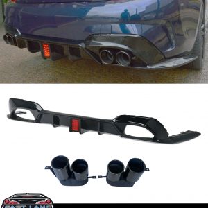 BMW 3 SERIES G20 G21 COMP REAR DIFFUSER WITH LED LIGHT & TIPS GLOSS BLACK 2018-2021