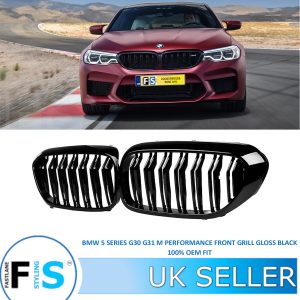 BMW 5 SERIES G30 G31 2017-2024 GLOSS BLACK FRONT KIDNEY GRILL