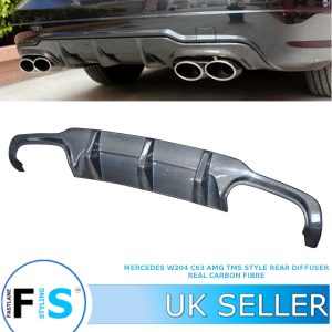 REAR BUMPER DIFFUSER REAL CARBON FIBRE FOR MERCEDES C CLASS W204 C204 C63 TMS STYLE