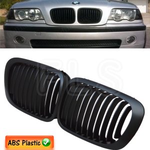 BMW E46 3 SERIES (2DR) 1998 - 2001 FRONT KIDNEY GRILLE - MATTE BLACK 100 OEM FIT