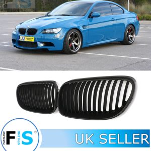 FRONT KIDNEY GRILLE SINGLE SALT MATTE BLACK FOR BMW 3 SERIES LCI E92 E93 2010+
