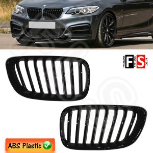 FRONT KIDNEY GRILLE SINGLE SLAT GLOSS BLACK FOR BMW 2 SERIES F22 F23 2013+