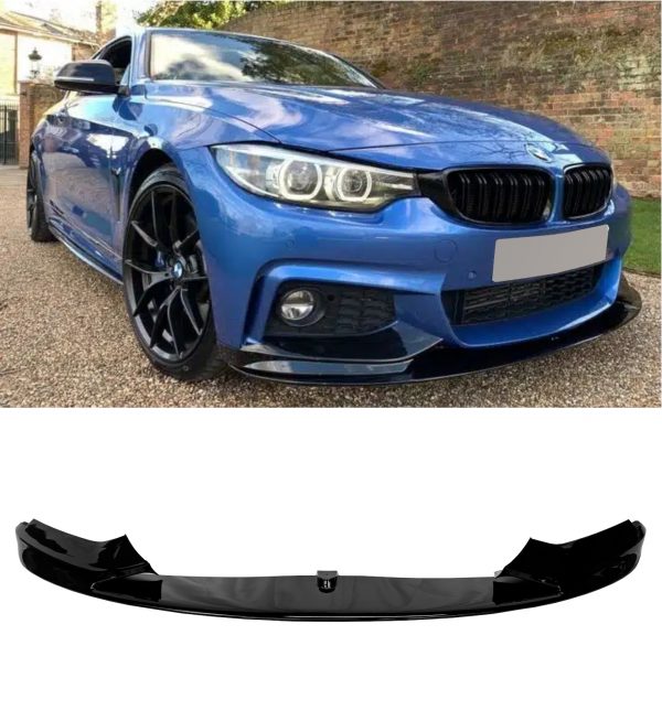 FRONT SPLITTER M PERFORMANCE STYLE 1PC GLOSS BLACK FOR BMW 4 SERIES F32 F33 F36 - Image 2
