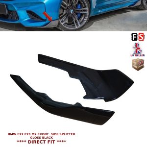 FRONT CANARDS LIP FINS SPLITTER GLOSS BLACK FOR BMW 2 SERIES F22 F23 M2 F87
