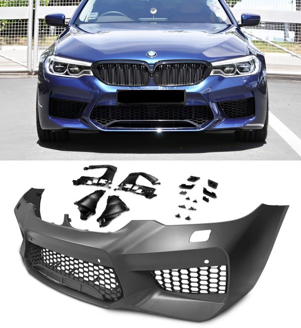 FRONT BUMPER F90 M5 LOOK WITH WASHER JET & PARKING SENSOR HOLES FOR BMW 5 SERIES G30