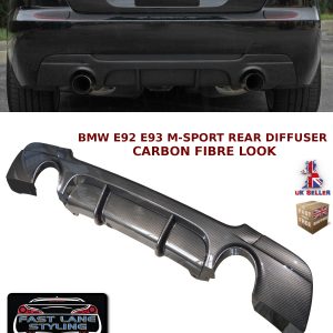 BMW 3 SERIES E92 E93 335 MSPORT REAR DIFFUSER SPLITTER VALANCE CARBON FIBRE LOOK
