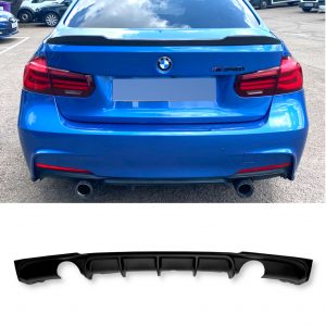 REAR DIFFUSER VALANCE DUAL EXAUSTS MATTE BLACK FOR BMW 3 SERIES F30 F31 M-SPORT