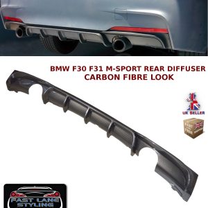 BMW 3 SERIES F30 F31 M SPORT PERFORMANCE DUAL REAR DIFFUSER VALANCE MATTE BLACK
