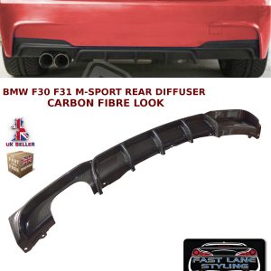 BMW 3 SERIES F30 F31 MSPORT M PERFORMANCE REAR BUMPER DIFFUSER CARBON FIBRE LOOK