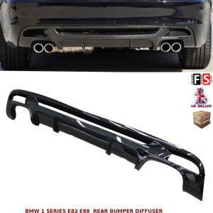 BMW 1 SERIES E82 E88 M PERFORMANCE DUAL REAR BUMPER DIFFUSER GLOSS BLACK