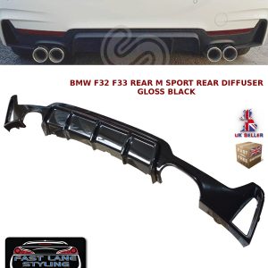 BMW F32 F33 F36 4 SERIES PERFORMANCE M SPORT REAR DIFFUSER VALANCE GLOSS BLACK