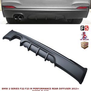 BMW 2 SERIES F22 F23 M-SPORT PERFORMANCE TWIN REAR DIFFUSER VALANCE MATTE BLACK