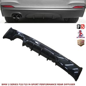 BMW 2 SERIES F22 F23 M-SPORT PERFORMANCE TWIN REAR DIFFUSER VALANCE GLOSS BLACK