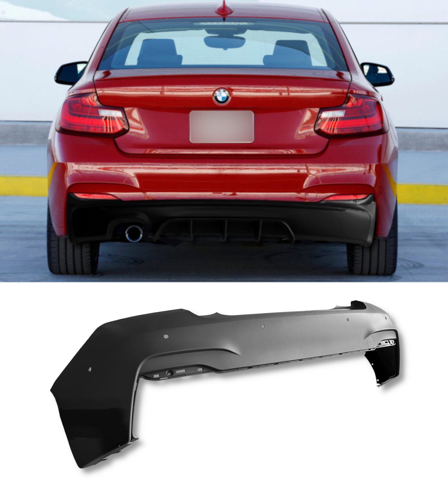 REAR BUMPER BODY KIT M SPORT KIT PRIMED FOR BMW 2 SERIES F22 F23 2014-2020 - Image 3