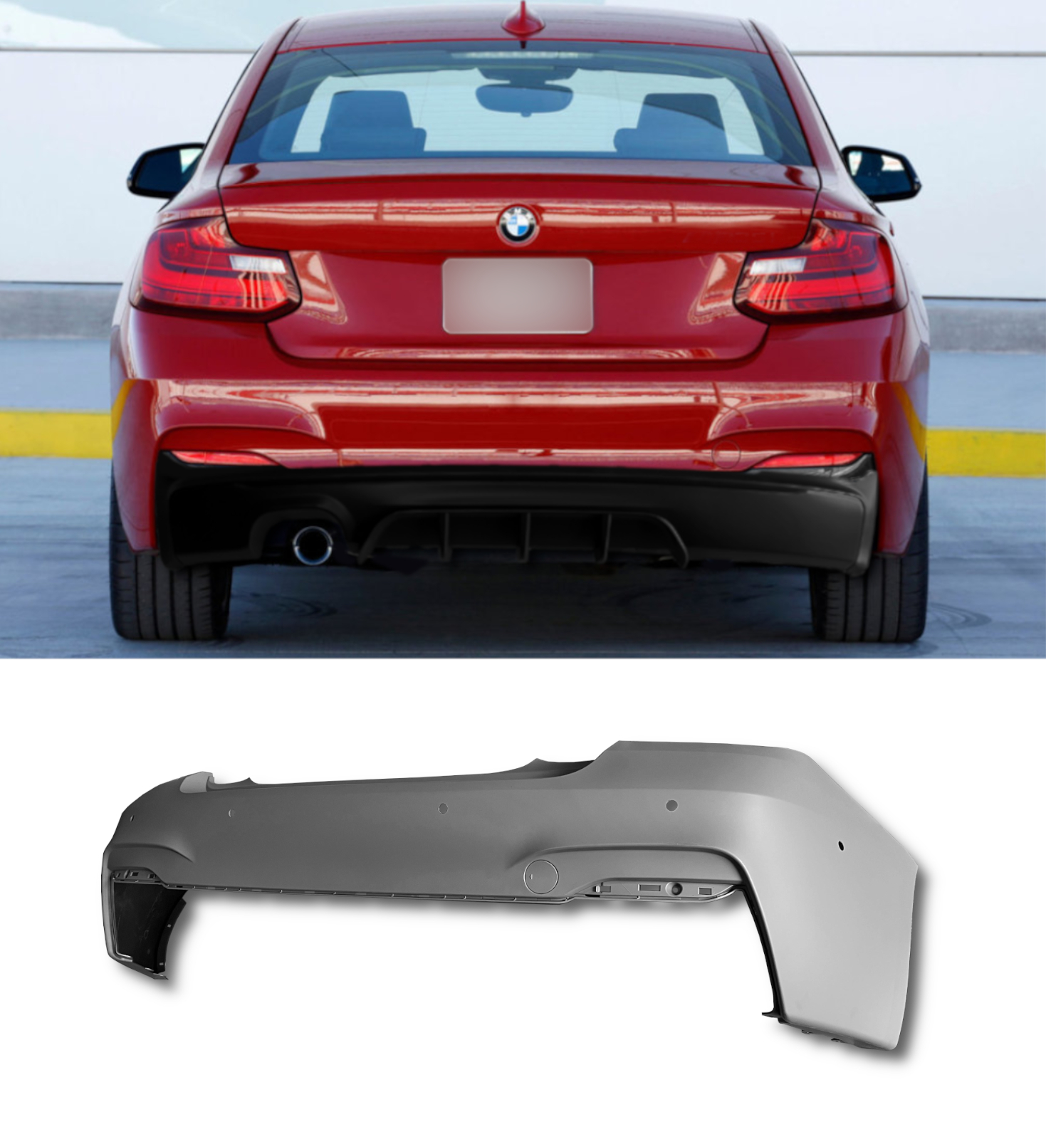 REAR BUMPER BODY KIT M SPORT KIT PRIMED FOR BMW 2 SERIES F22 F23 2014-2020 - Image 4