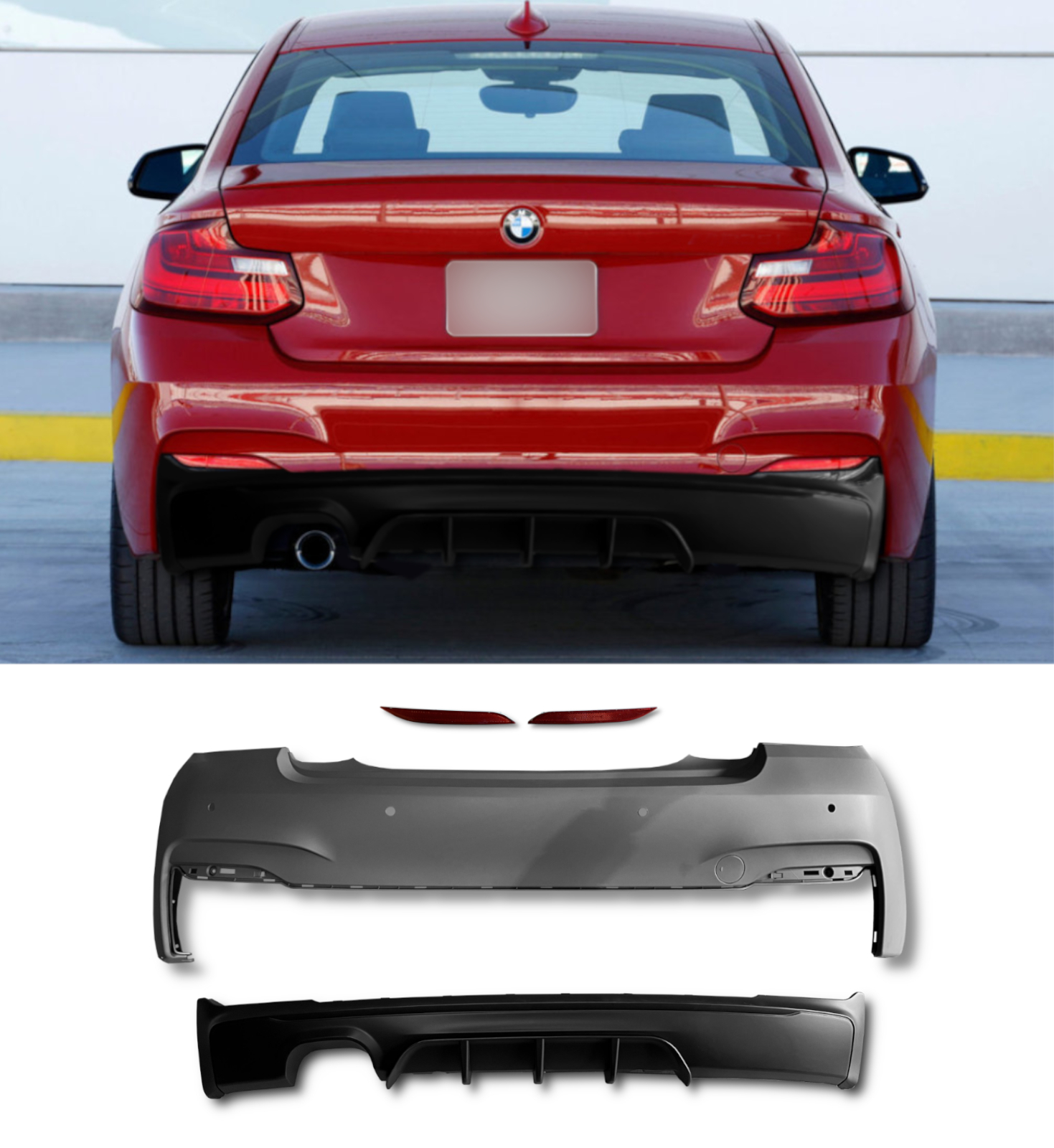 REAR BUMPER BODY KIT M SPORT KIT PRIMED FOR BMW 2 SERIES F22 F23 2014-2020