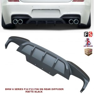 REAR DIFFUSER MATTE BLACK FOR BMW 6 SERIES F12 F13 F06 M6 M SPORT 2011-2018