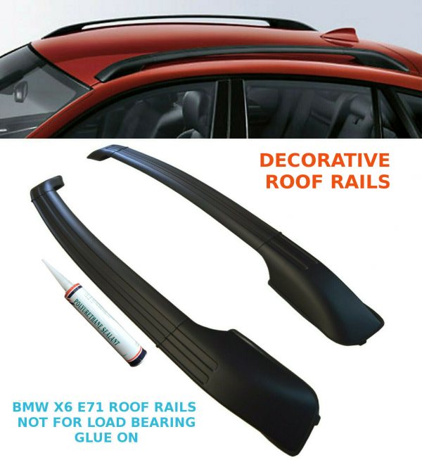 ROOF RAILS ROOF BARS DECORATIVE GLUE ON MATTE BLACK FOR BMW X6 E71 2007-2014
