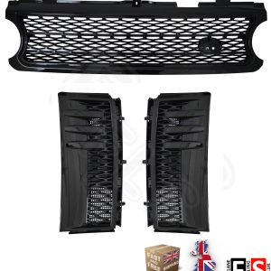 RANGE ROVER VOGUE L322 SUPERCHARGED 06-09 FRONT GRILLE & SIDE VENTS ALL BLACK