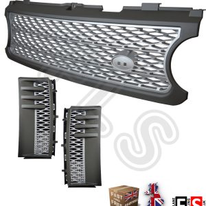 RANGE ROVER L322 VOGUE SUPERCHARGED 06-09 FRONT GRILLE & SIDE VENTS GREY/SILVER